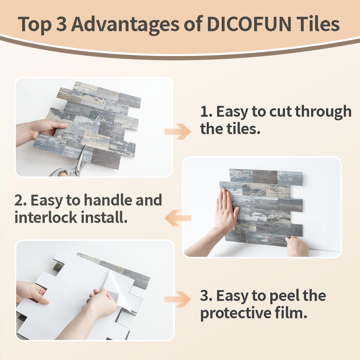 DICOFUN 10-Sheet Polished White Thick PVC Peel and Stick Backsplash, Ceramic Look Subway Tile White Kitchen Backsplash Peel and Stick Wall Tiles