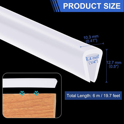 YOKIVE Clear Rubber U Channel Edge Trim, Silicone Door Seal Strip 3/16" Slot Fit for 5/32"-7/32" Edge | Metal Edge Guard Protector Great for Plywood, Glass, Sheet Metal (10-Feet)