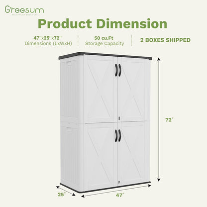 Greesum Outdoor Storage Cabinet, 26 CUFT Deck Box Without Shelves, Waterproof Plastic Storage Shed for Patio Cushions, Gardening Tools, Lockable and Sidehandles, UV Resistant, Beige
