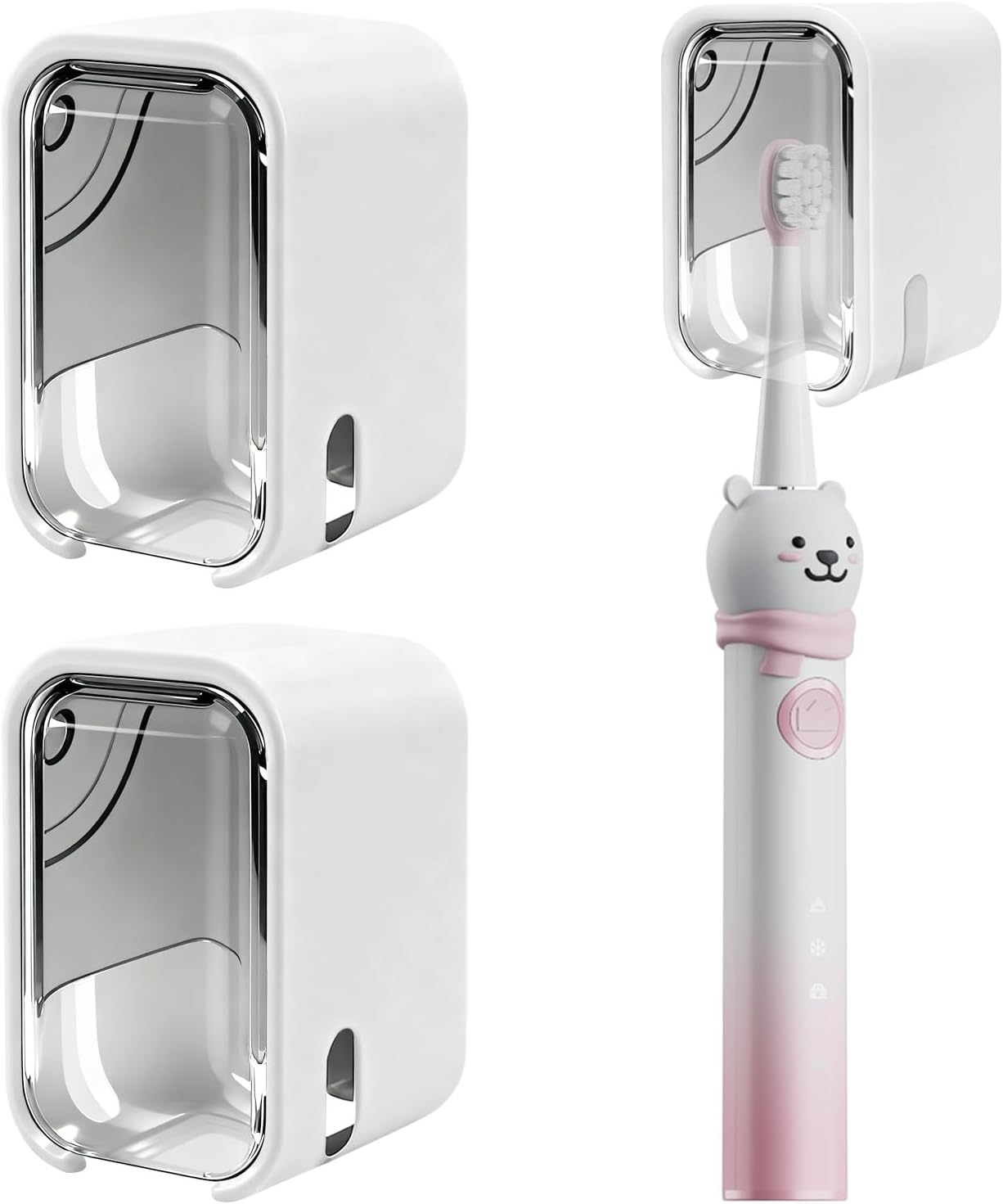 2 Pack Mini Toothbrush Holder Wall Mounted with Cover, Single Slot Toothbrush Storage Organizer for Shower, Compact Toothbrush Holders for Bathroom & Travel, Ideal for Family Tooth Brushes