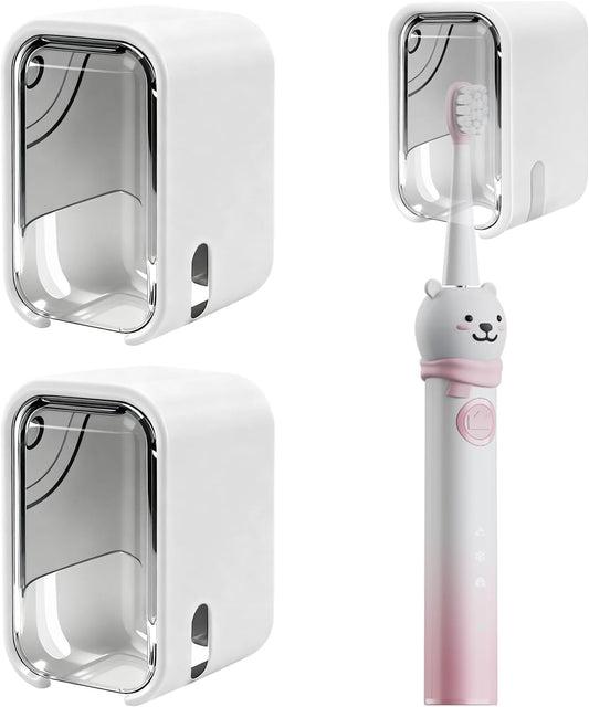 2 Pack Mini Toothbrush Holder Wall Mounted with Cover, Single Slot Toothbrush Storage Organizer for Shower, Compact Toothbrush Holders for Bathroom & Travel, Ideal for Family Tooth Brushes