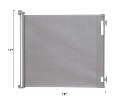 Retractable Baby Gate Perma Child Safety 33" Tall x 55” Wide, Mesh, for Stairs, Doorways, Dogs, Pets, Indoor, Outdoor, One-Handed Operation, Locking, Easy Install, Hardware Mount, White
