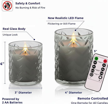 VENTA Set of 3 White Pillar Candles | Real Wax Battery Operated Flickering LED Candles with Remote | Timeless Decor for Farmhouse, Modern & Mantel Displays