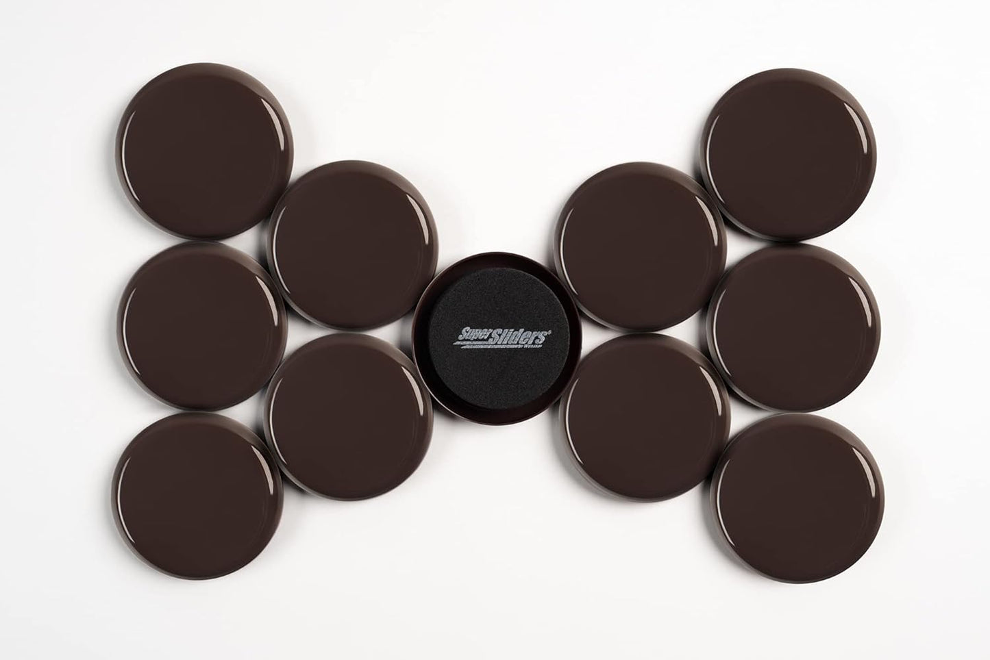 Super Sliders 2-1/2" Round Reusable Furniture Sliders for Carpet, Anti-Slip Protective Furniture Moving Pads for Beds, Sofas, Dressers, Set of 8, Brown