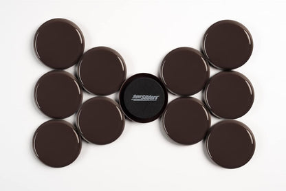 Super Sliders 2-1/2" Round Reusable Furniture Sliders for Carpet, Anti-Slip Protective Furniture Moving Pads for Beds, Sofas, Dressers, Set of 8, Brown
