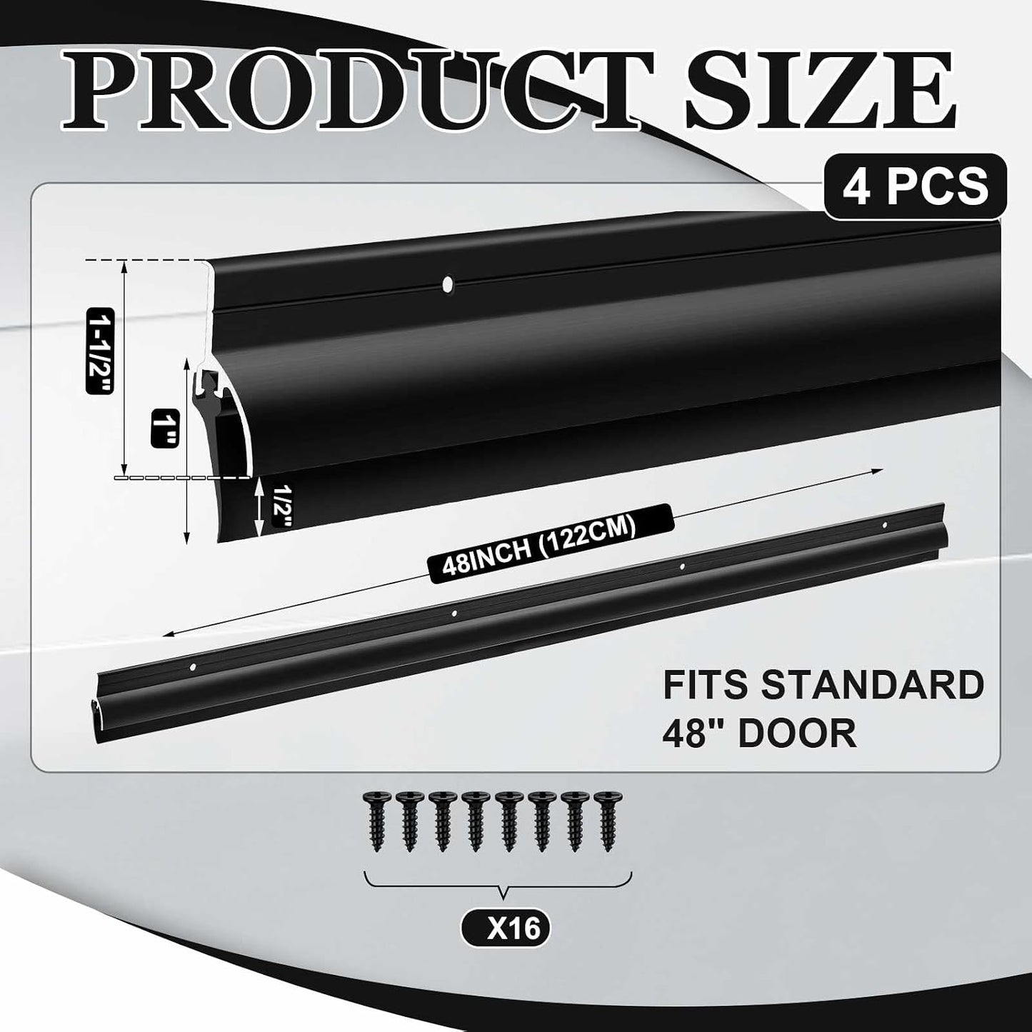 Hicarer 1 Pcs Door Bottom Sweep with Rain Drip 0.5625" W x 2" H x 36" L, Sliver Exterior Door Rain Drip Guard, Bottom Weather Stripping, Mill Finish Aluminum with Vinyl Insert