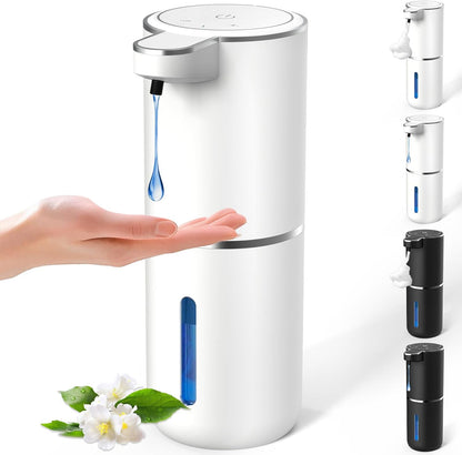 Automatic Soap Dispenser Touchless, USB Rechargeable Automatic Foaming Soap Dispenser, 12.8oz/380mL, 4 Level Adjustable, 1500mAh Smart Wall Mounted for Bathroom Kitchen Dish/Hand Soap