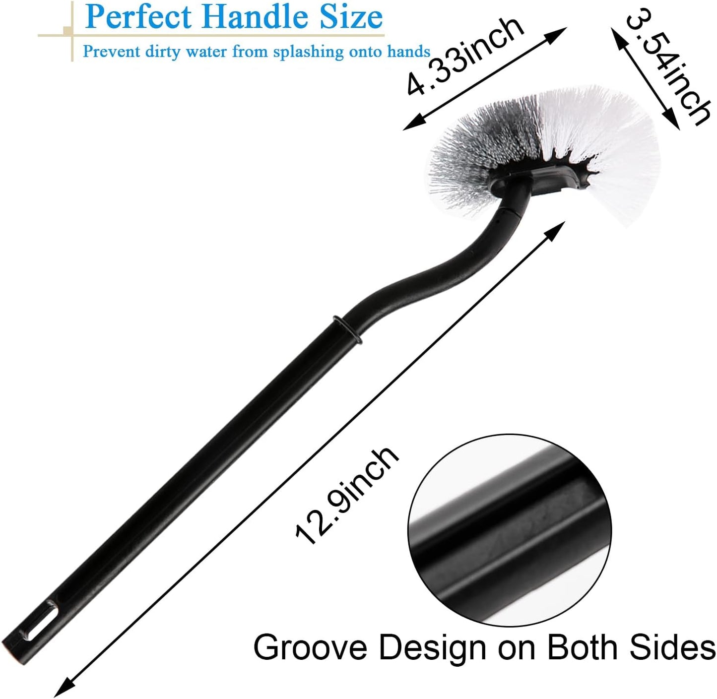 2 Pack Curved Toilet Bowl Brush Without Holder for Bathroom, Compact Toilet Brush Durable Under The Rim Household Deep Cleaning Brushes (White Toilet Brush Without Holder)