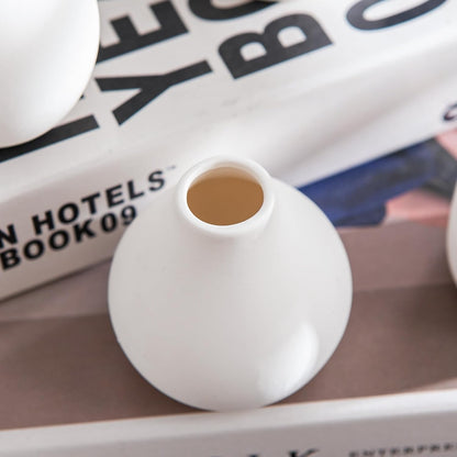 White Bud Vases, Ceramic Small Vase Set of 5, Mini Vases for Fresh and Dried Flowers, Modern Home Decor, Pottery Centerpiece Table Decorations