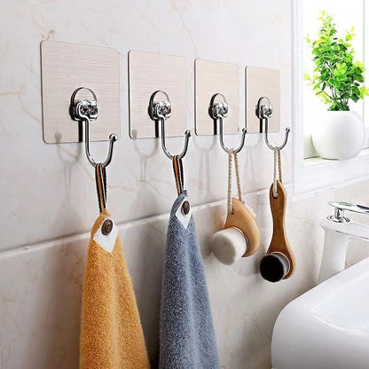 CJNQQJWS Large Adhesive Hooks for Hanging Heavy Duty Wall Hooks 22 lbs Self Adhesive Towel Hook Waterproof Transparent