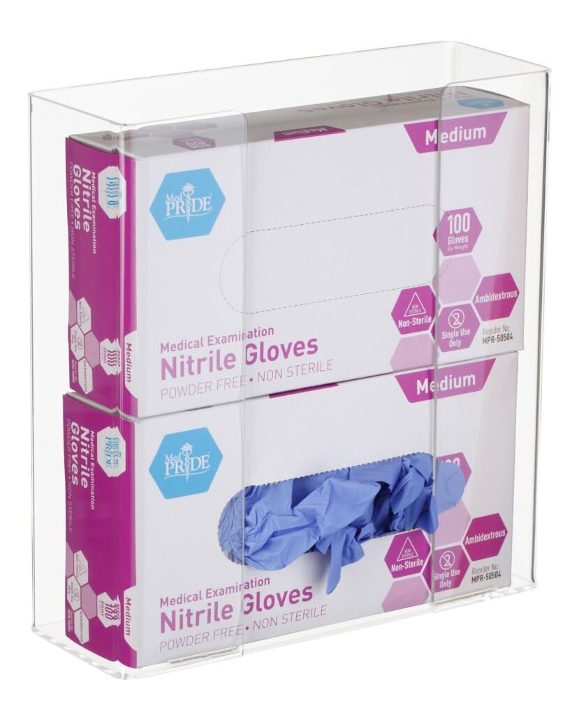 AdirMed VivaEssentials Double Glove Box Holder, Wall Mount or Free Standing Black Acrylic Glove Holder