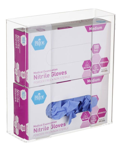 AdirMed VivaEssentials Double Glove Box Holder, Wall Mount or Free Standing Black Acrylic Glove Holder