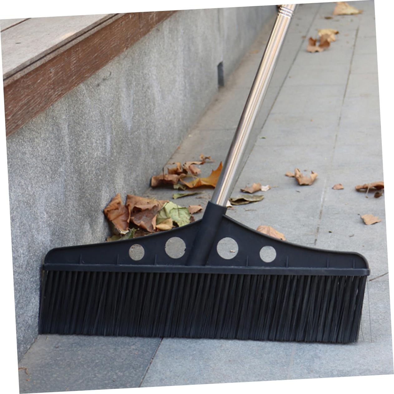 ORFOFE Heavy Duty Outdoor Broom with Handle Detachable Garden Sweeper for Patios Decks and Garages Ergonomic Grip Stainless Steel Construction Versatile for Various