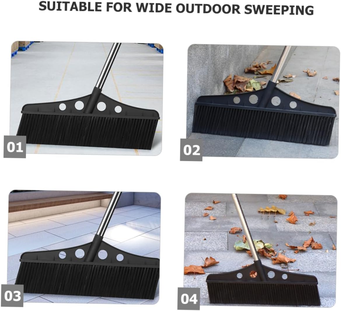 Push Broom Garden Sweeper Heavy Duty Outdoor Broom with Detachable Stainless Steel Handle for Efficient Cleaning of Patios Decks and