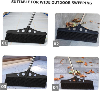 Push Broom Garden Sweeper Heavy Duty Outdoor Broom with Detachable Stainless Steel Handle for Efficient Cleaning of Patios Decks and