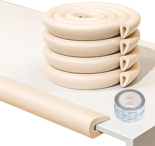 4M U Shape Edge Protectors for Glass Coffee Table,Foam Baby Proofing Safety Bumper Guard Strip,Corner Protectors for Kids,Suitable for Furniture Fireplace Desk Worktop (Milky White)