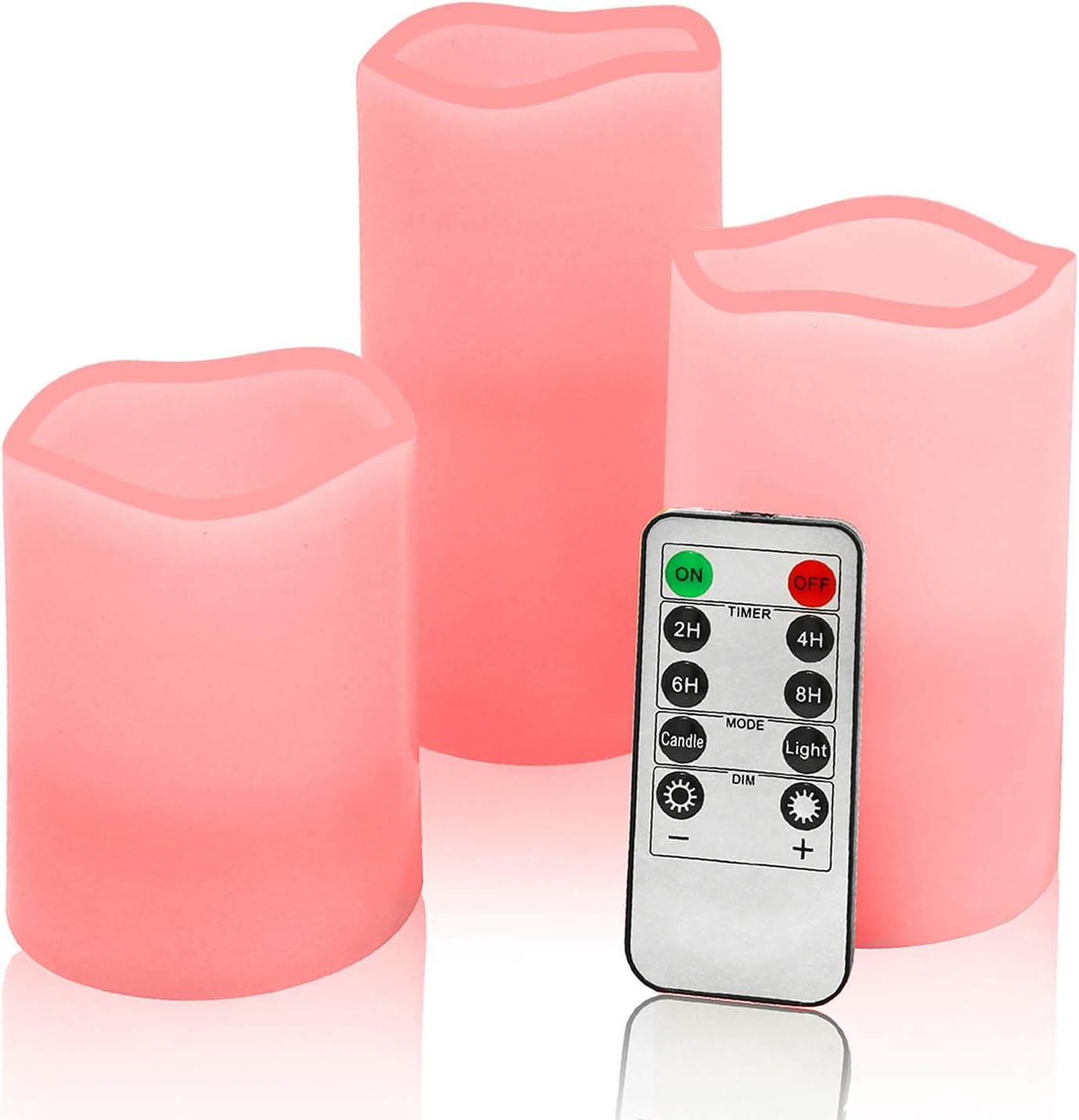 Flameless Flickering LED Battery Candles :Set of 3 Ivory Real Wax Pillar Operated Fake Faux Lights with Remote Control and Timer Function Flicker Candle for Decoration Christmas Votive Garden Outdoor