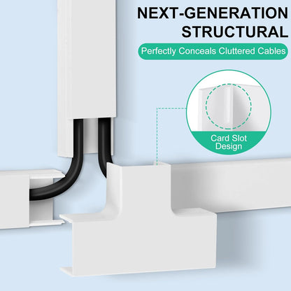 Rindion Cord Hider, 85.2in TV Cable Hider, Cord Covers for Wires on Wall, Self-Adhesive Wire Hider for TV on Wall Cable Management, 6 x L14.2 x W0.94x H0.55in - White