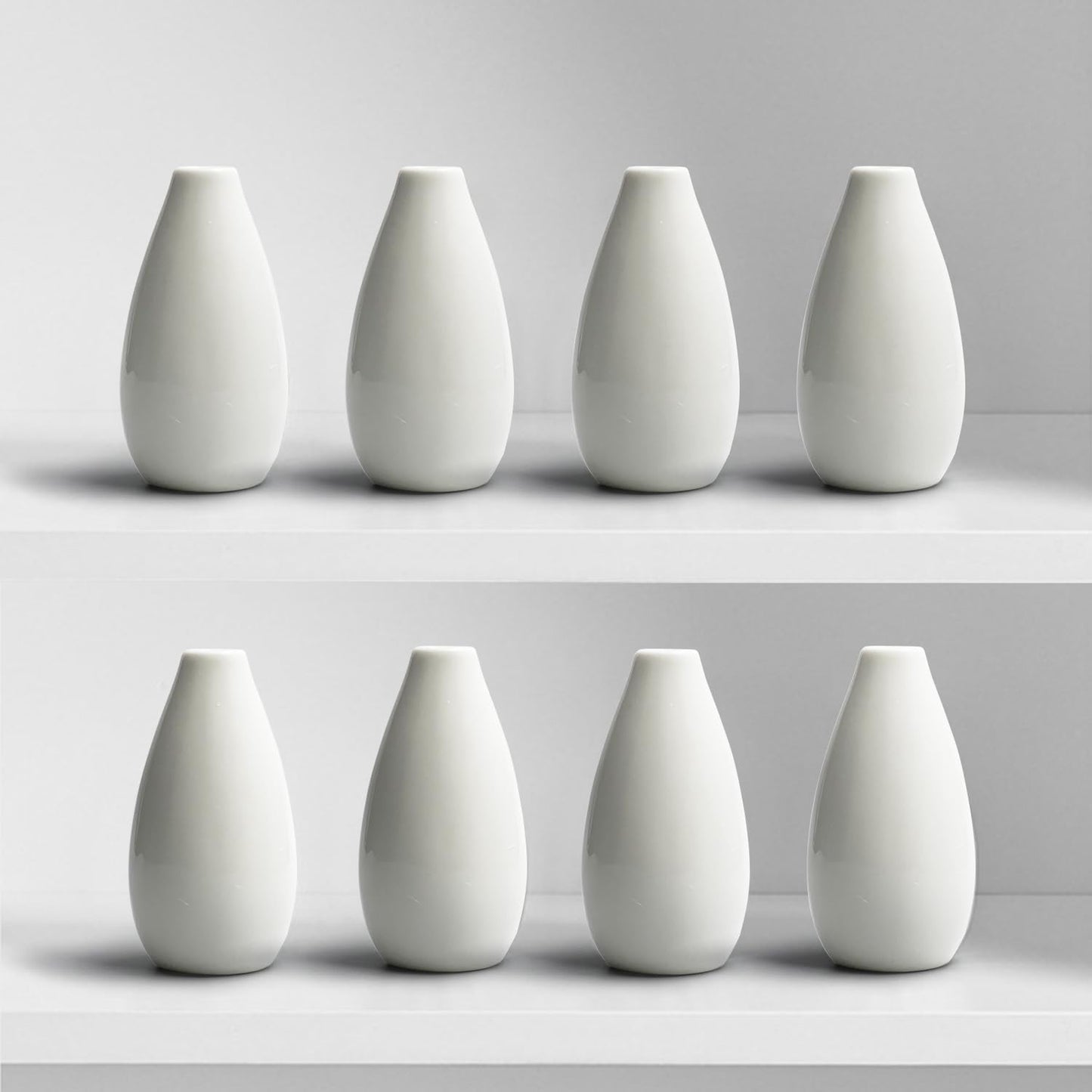 Modern Small Flower Vases 8 Pack - Ceramic, White