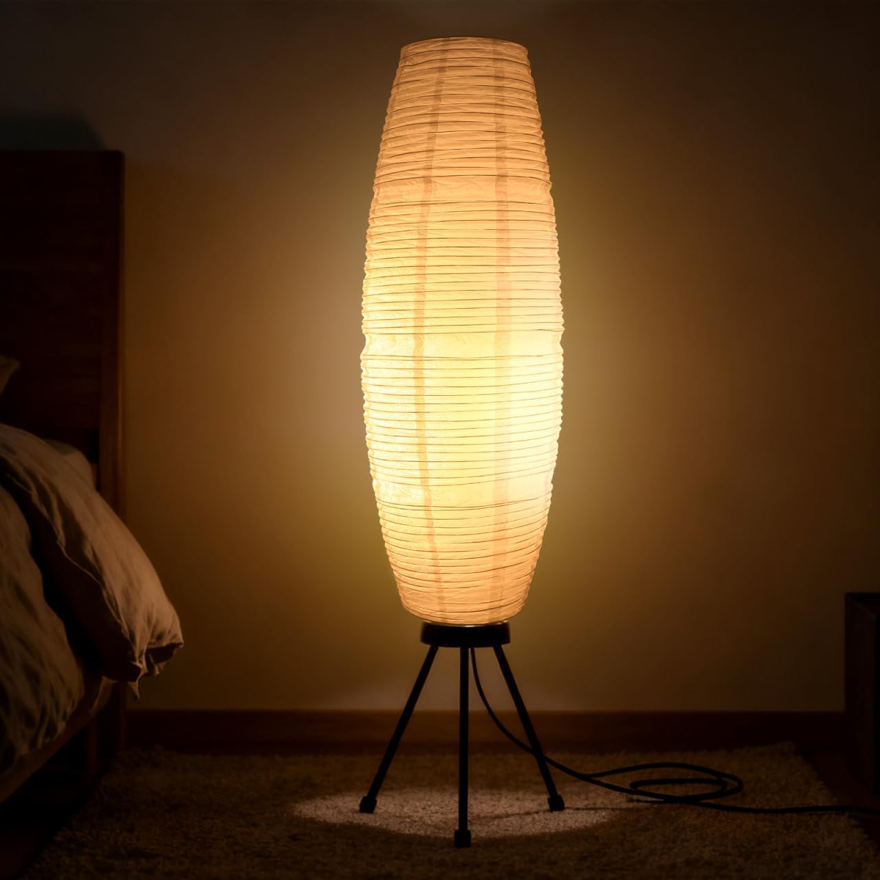 Abaodam Paper Floor Lamp Shade Replacement Foldable Standing Lamp Shade Light Cover for Floor Light, 43" Tall Japanese Rice Paper Lampshade for Home, Bedroom, Living Room