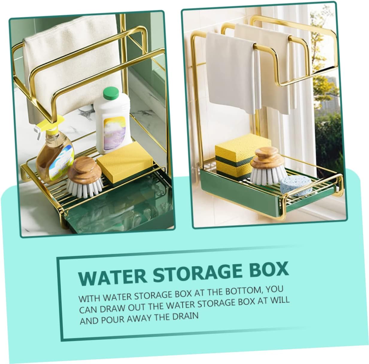 PRETYZOOM Wall-mounted Sponge Rack for Kitchen Lightweight Draining Stand Multi-functional Storage Organizer for Cloths and Cleaning Tools