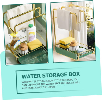 PRETYZOOM Wall-mounted Sponge Rack for Kitchen Lightweight Draining Stand Multi-functional Storage Organizer for Cloths and Cleaning Tools