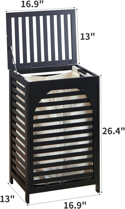 Laundry Hamper with Lid,Bamboo Large Waterproof Clothes Laundry Basket,Removable Washing Bags with Handles,clothes basket (Natural)
