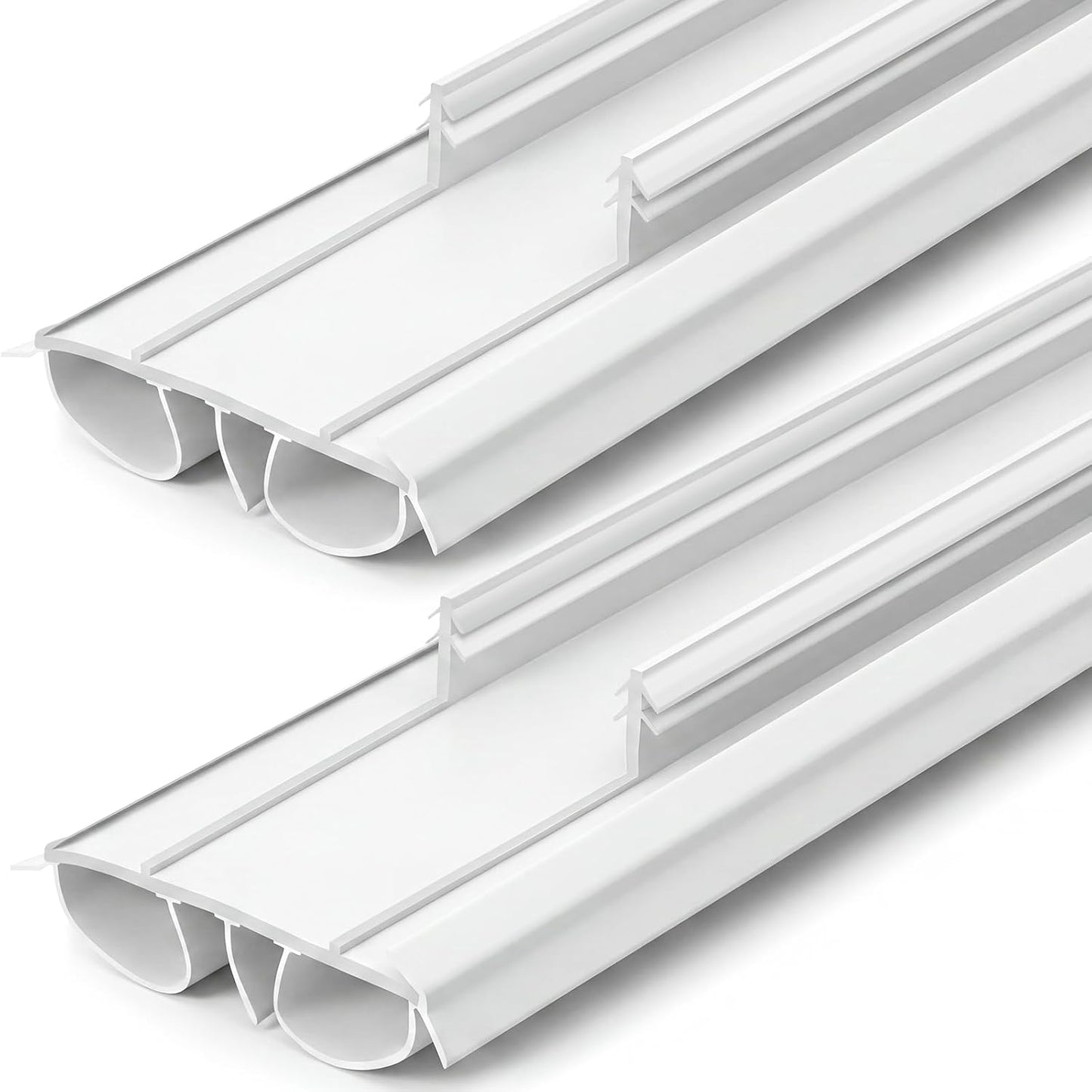 Pushglossy 2 Pcs Kerf Style Door Bottom 36" Long 1 3/4" Wide Replacement Threshold Seal with Vinyl Fins Weatherstrip Draft Stopper for Interior Exterior Doors(White)