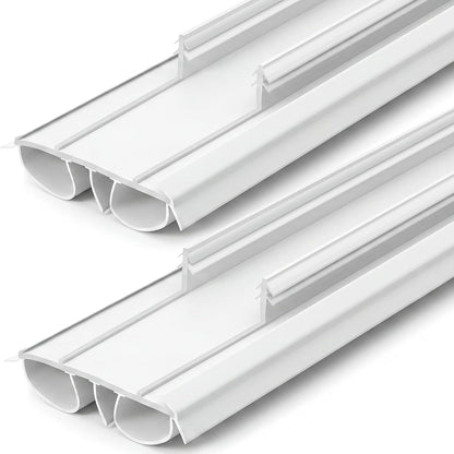 Pushglossy 2 Pcs Kerf Style Door Bottom 36" Long 1 3/4" Wide Replacement Threshold Seal with Vinyl Fins Weatherstrip Draft Stopper for Interior Exterior Doors(White)