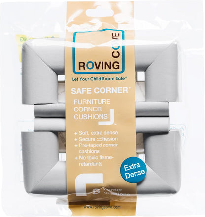 Roving Cove HeftyFit Corner Protector for Baby (4 Large Corners), Heavy-Duty Soft Rubber Foam Furniture Corner Bumper Guards, 3M Adhesive Pre-Taped, Oyster White (Off White)