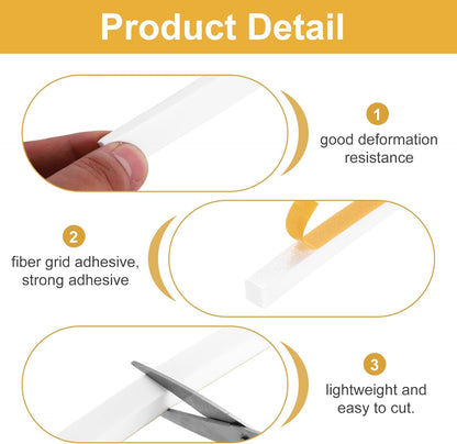 MECCANIXITY Weather Door Seal Strip Tape, Door Insulation Stripping Single Side Strong Self Adhesive Foam Tape Gap Filler for Door, Window, 1/4 Inch x 1/16 Inch x 32 Feet White 2 Pack
