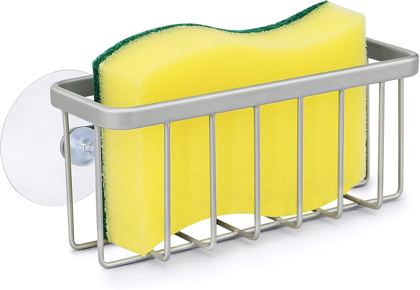 HLOOL Sponge Holder for Kitchen Sink, Kitchen Sink Sponge Holder,Sink Caddy,Dish Soap Holder （Mat Silver）