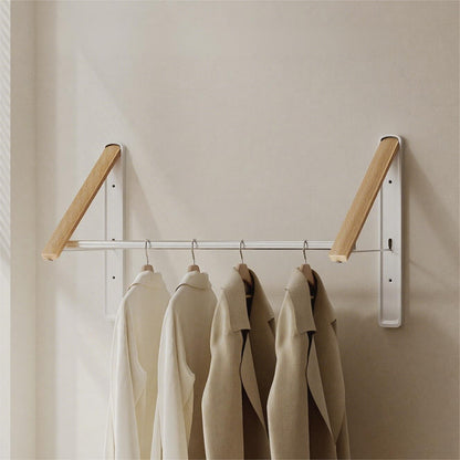 Retractable Wall Mounted Drying Rack - Foldable Clothes Hanger in Walnut or Oak Color for Laundry Room, Closet & Balcony (Oak, 1 Rack)