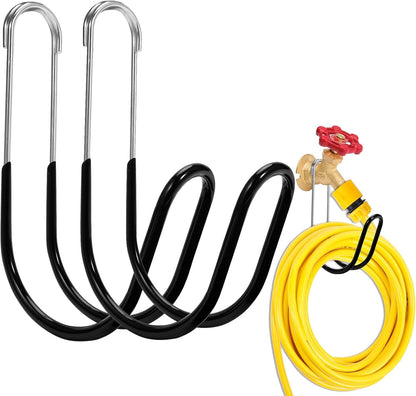 Metal Garden Hose Holder Wall Mounted Water Hose Holder for Outside Yard 304Stainless Steel Solid Hose Hook Holds Up to 50Ft(1, Black)