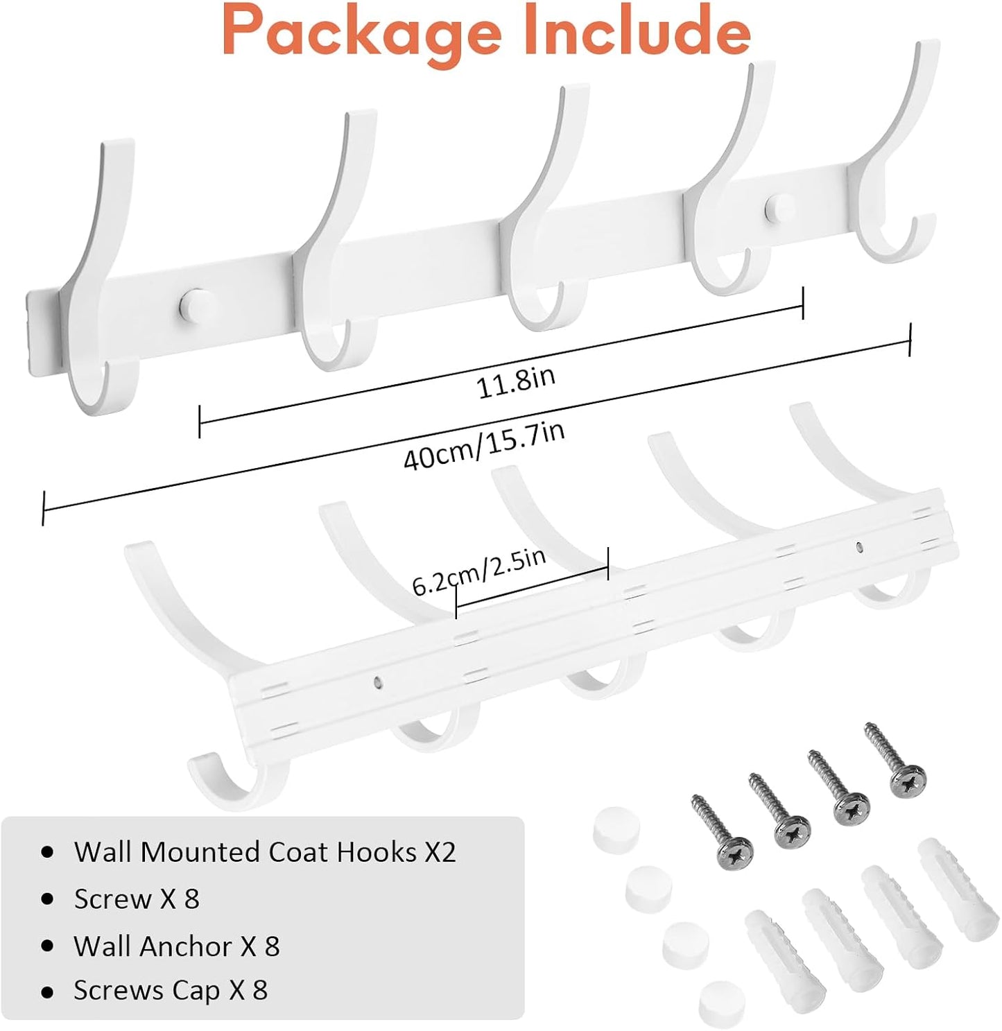 Optish Coat Rack Wall Mount, Wall Hooks for Hanging, Entry Coat Hooks Coat Hanger, Hat Rack Holder for Wall, Key Holder Purse Racks, Towel Rack for Bathrooms (2 Pack, Black)