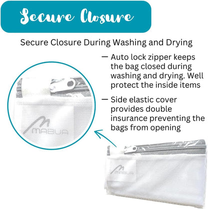 MABUA 12 Pcs Mesh Laundry Bags 12inches by 12inches with Zipper for Delicates, Mesh Washer, Travel Storage Organize Bags for Lingerie, Bra and Underwear Delicate Laundry Bag with Net Fabric