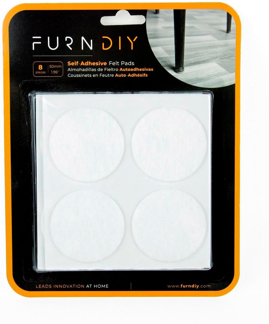 Furndiy Felt Furniture Pads for Hardwood Floors, Self-Adhesive Felt Pad for Chairs & Seat Legs, Easy Slide, Anti Scratch, Noise Stopper, Bumper & Buffer, Floor Protection - Based in USA - 0.8'' Black