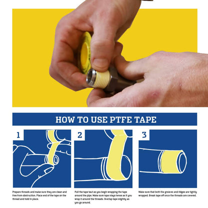 Gasoila Yellow PTFE Thread Seal Tape – Professional-Grade, 1/2 Inch x 260 Inch, High-Density Thread Tape for Gas Lines– Leak-Proof Seal, Non-Toxic