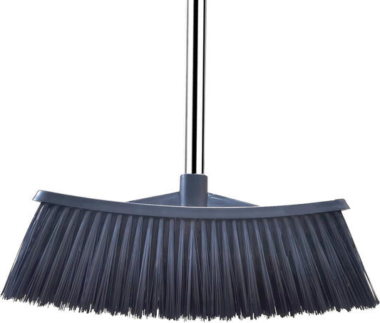 Heavy-Duty Outdoor Broom with 62-Inch Stainless Steel Handle - 14.2-Inch Wide Plastic Broom Head for Garage, Yard, Sidewalk - No Bend Sweeping, Durable & Lightweight