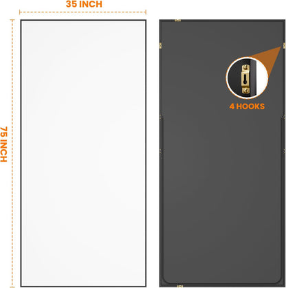 TRAHOME Full Length Floor Mirror 56"x15", Standing Mirror with Aluminum Frame, Large Body Mirror for Bedroom, Living Room and Bathroom, Black