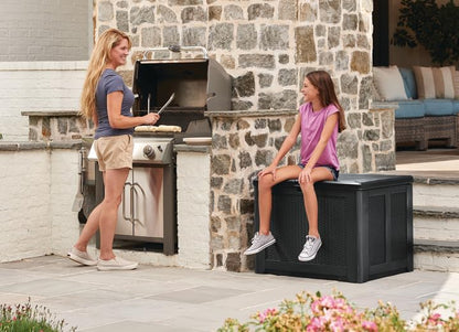 Rubbermaid Extra Large Resin Outdoor Storage Deck Box (134 Gal), Weather Resistant, Black, Deck Organization for Home/Backyard/Pool Chemicals/Toys/Garden Tools/Porch/Patio Cushions