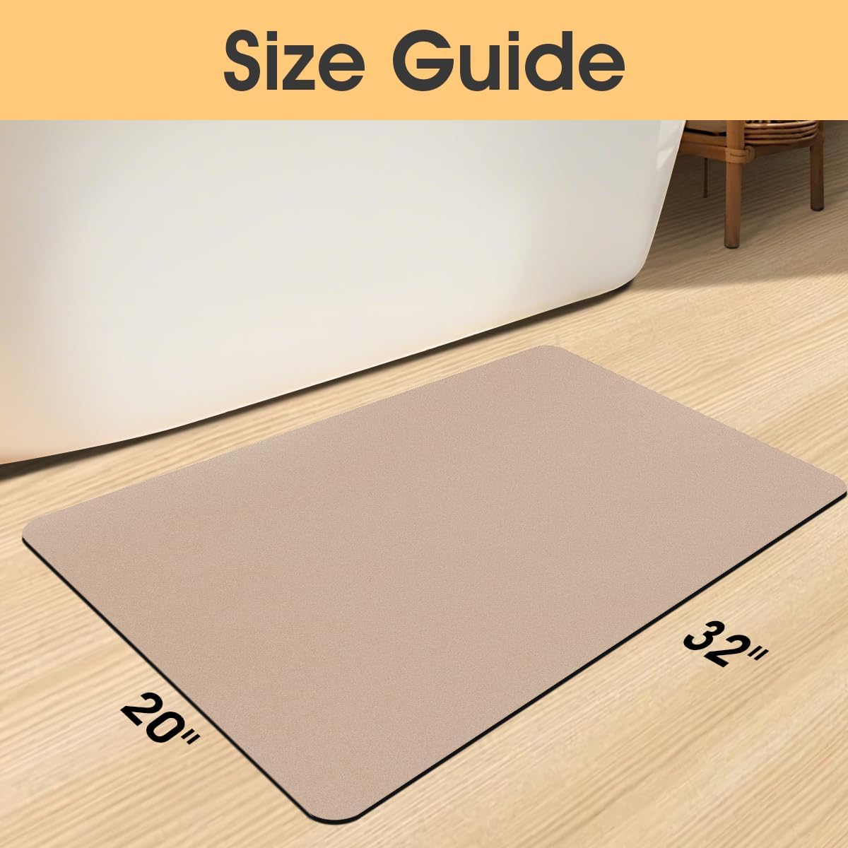 ACCUMTEK Non Slip Bath Mat, Thin Bathroom Rugs Fit Under Door, Quick Dry Bath Mats, Machine Washable Bath Rugs for Bathroom, Bathtub & Kitchen, Grey/Bordered/24 x17