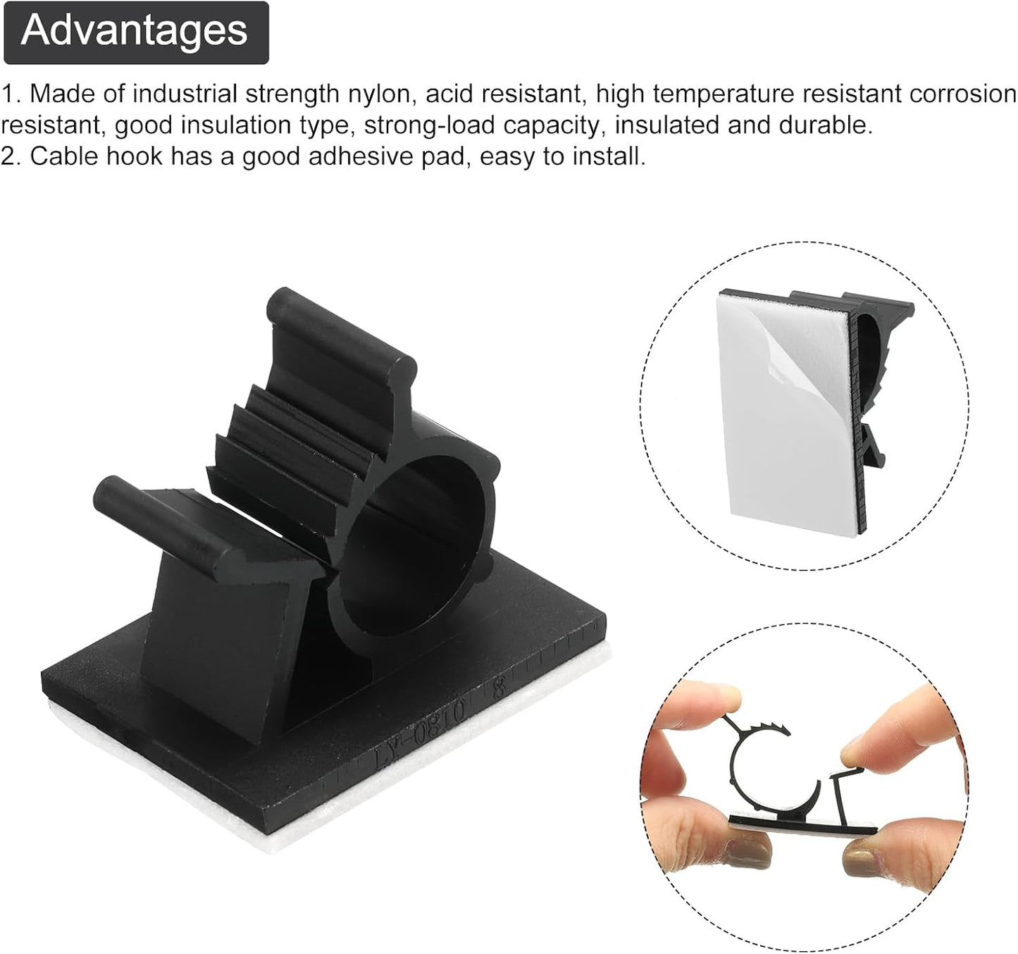 MECCANIXITY 25Pcs Cable Management Clips, 13-16mm Dia Self Adhesive Nylon Wire Holder, Adjustable Organizer Clamp for PC Desk Office, White