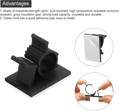 MECCANIXITY 25Pcs Cable Management Clips, 13-16mm Dia Self Adhesive Nylon Wire Holder, Adjustable Organizer Clamp for PC Desk Office, White