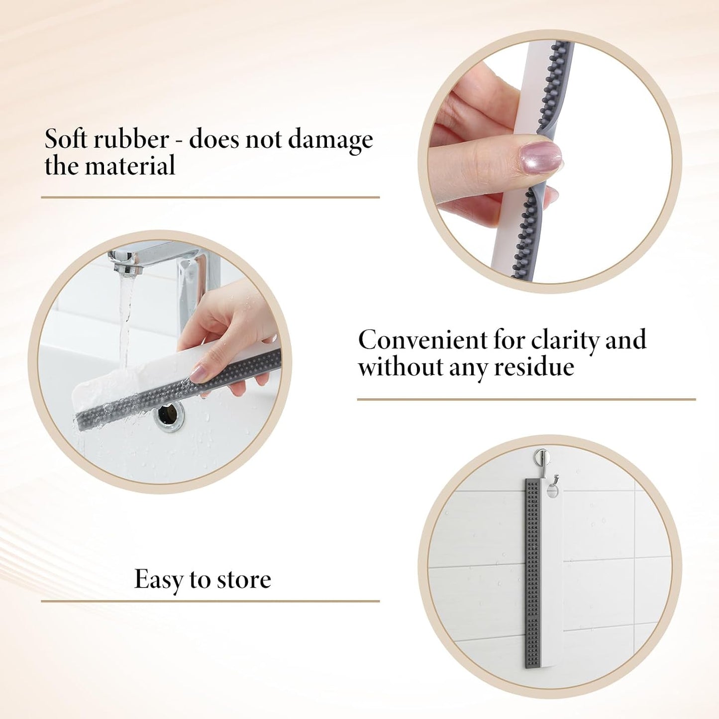 Small Rubber Squeegee 2 Pcs All-Purpose Mini Soft Rubber Window Squeegee Small Squeegees Window Scrubber Scraper for Kitchens Bathroom Shower Mirrors Car Windshield （Gray, Blue）