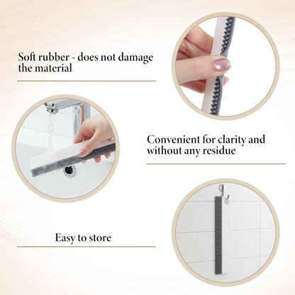 Small Rubber Squeegee 2 Pcs All-Purpose Mini Soft Rubber Window Squeegee Small Squeegees Window Scrubber Scraper for Kitchens Bathroom Shower Mirrors Car Windshield （Gray, Blue）