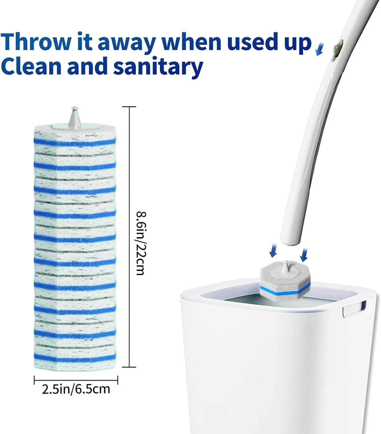 Disposable Toilet Brush Cleaning System with 50pcs Refills Pads Replacement Heads, Toilet Cleaning Stick, Wall Mounted Toliet Wand Kit Bathroom Maintenance, Toilet Bowl Cleaner Wands Holder and Set
