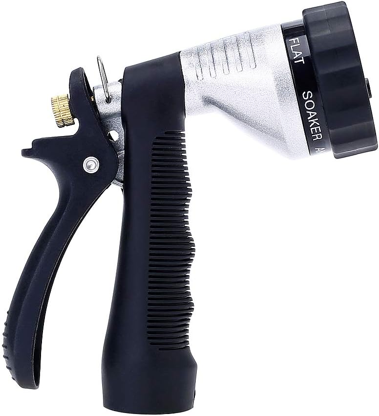 GREEN MOUNT Water Hose Nozzle Spray Nozzle, Metal Garden Hose Nozzle with Adjustable Spray Patterns, Perfect for Watering Plants, Washing Cars and Showering Dogs & Pets