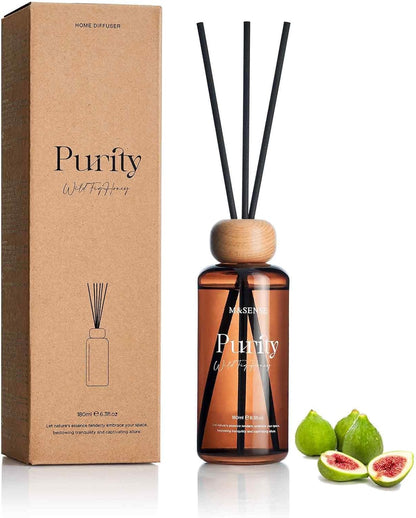 M&SENSE Reed Diffuser Set, Jasmine Sandalwood Scented 6.3 fl oz Natural Essential Oil Diffusers with Sticks, Non-Toxic Organic Air Freshener, Long-Lasting Fragrance Oils for Home Bathroom Living Room