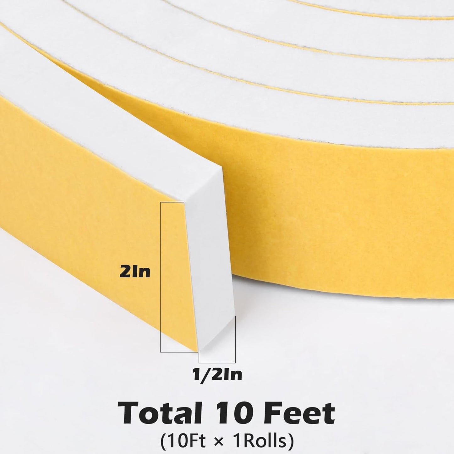 ToLanbbt White Door Window Weather Stripping Self Adhesive Foam Tape High Density Foam Sealing Strip Window Insulation Weatherproof Gasket Tape for Doors and Windows (1/2" W X 1/8" T X 16.5')
